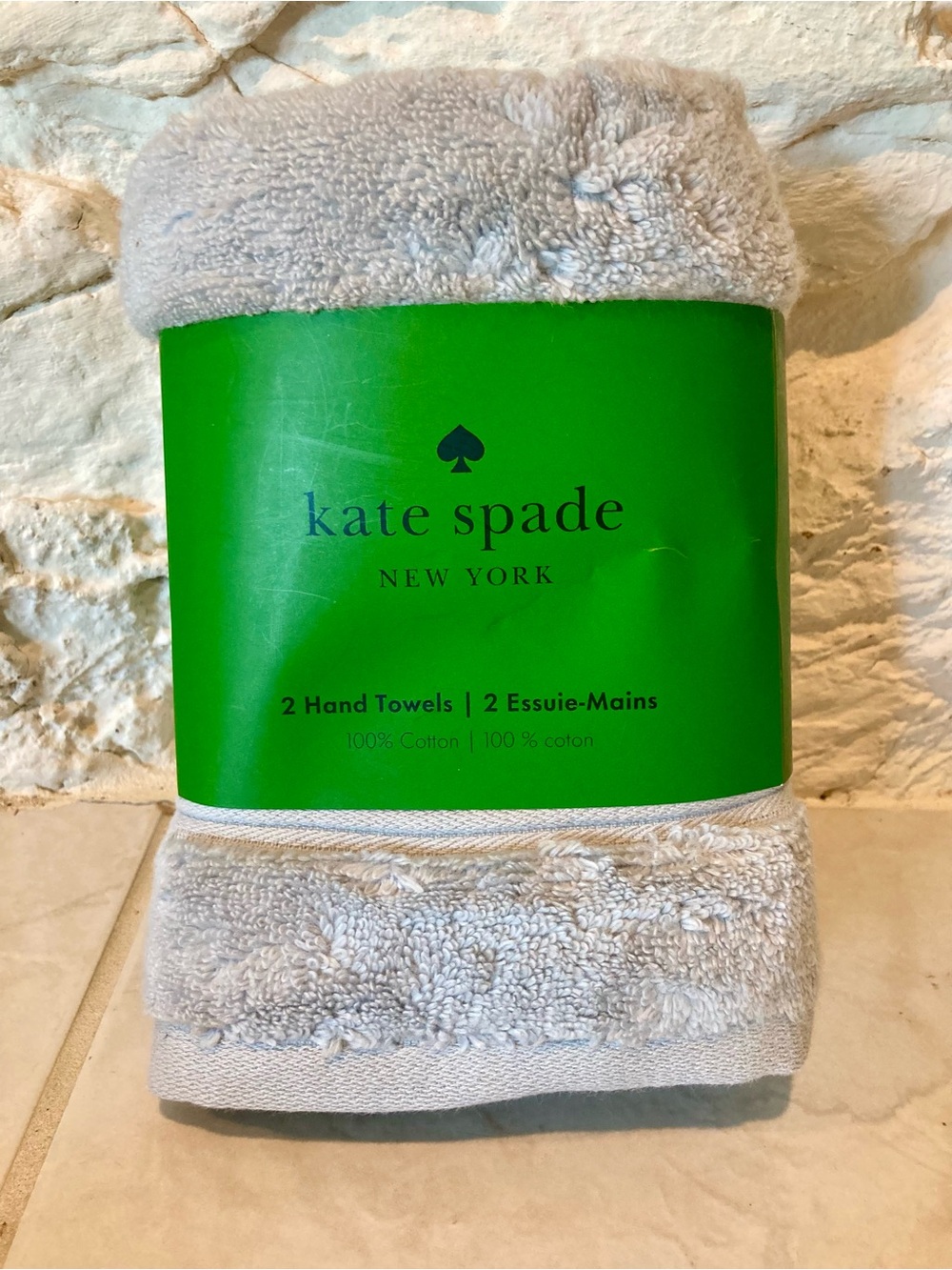 NWT kate spade Light Gray Cotton Hand Towels - Set of 2